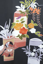 Load image into Gallery viewer, Haori Jacket Vintage(1950-1980) Black Flower Silk #8726J4