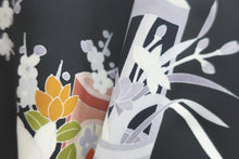 Load image into Gallery viewer, Haori Jacket Vintage(1950-1980) Black Flower Silk #8726J4