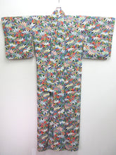 Load image into Gallery viewer, Kimono Dark Blue Navy Bamboo leaf Komon Tall Silk #8145B1