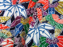 Load image into Gallery viewer, Kimono Dark Blue Navy Bamboo leaf Komon Tall Silk #8145B1