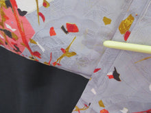 Load image into Gallery viewer, Haori Jacket Vintage(1920-1950) Gray Plum blossom Rinzu Long Silk #7803K5