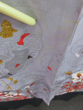 Load image into Gallery viewer, Haori Jacket Vintage(1920-1950) Gray Plum blossom Rinzu Long Silk #7803K5