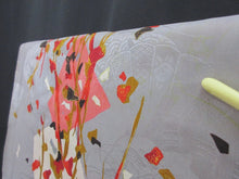 Load image into Gallery viewer, Haori Jacket Vintage(1920-1950) Gray Plum blossom Rinzu Long Silk #7803K5