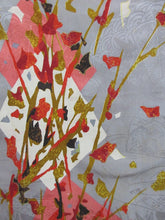 Load image into Gallery viewer, Haori Jacket Vintage(1920-1950) Gray Plum blossom Rinzu Long Silk #7803K5