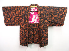Load image into Gallery viewer, Haori Jacket Vintage(1950-1980) Black Flower Rinzu #68