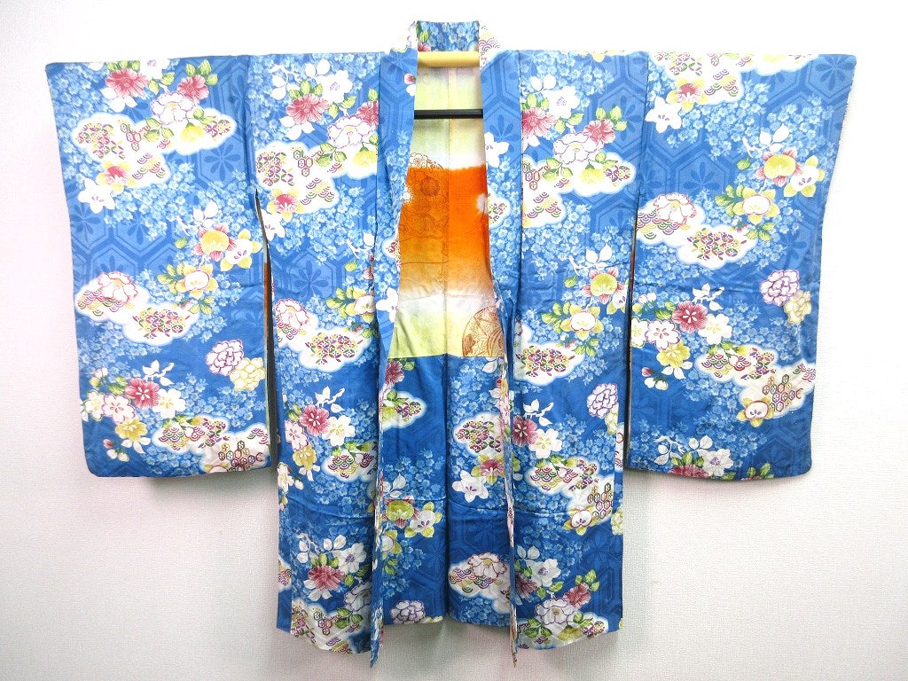 Haori Jacket Vintage(1920-1950) Light Blue Rinzu Flower #96 Haori Jacket Vintage(1920-1950) Light Blue Rinzu Flower #96