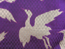 Load image into Gallery viewer, Haori Jacket Vintage(Pre-1920) Purple Ichimatsu moyou Crane Birds #60
