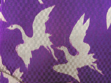 Load image into Gallery viewer, Haori Jacket Vintage(Pre-1920) Purple Ichimatsu moyou Crane Birds #60