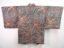 Load image into Gallery viewer, Haori Jacket Black White Full Bloom Chrysanthemum Rinzu #63