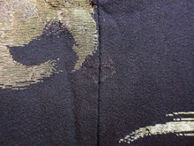 Load image into Gallery viewer, Haori Jacket Vintage(1950-1980) Black Gold Glinting Flower #76