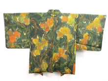 Load image into Gallery viewer, Haori Jacket Green Flower Like a Water Color Painting #91