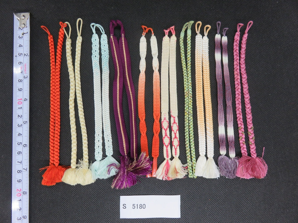 S#5180 Silk Haori Himo Flat Braid 10pcs Bundle Pack