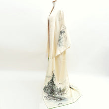 Load image into Gallery viewer, Kimono Cream white Landscape Tall Silk #9944B5
