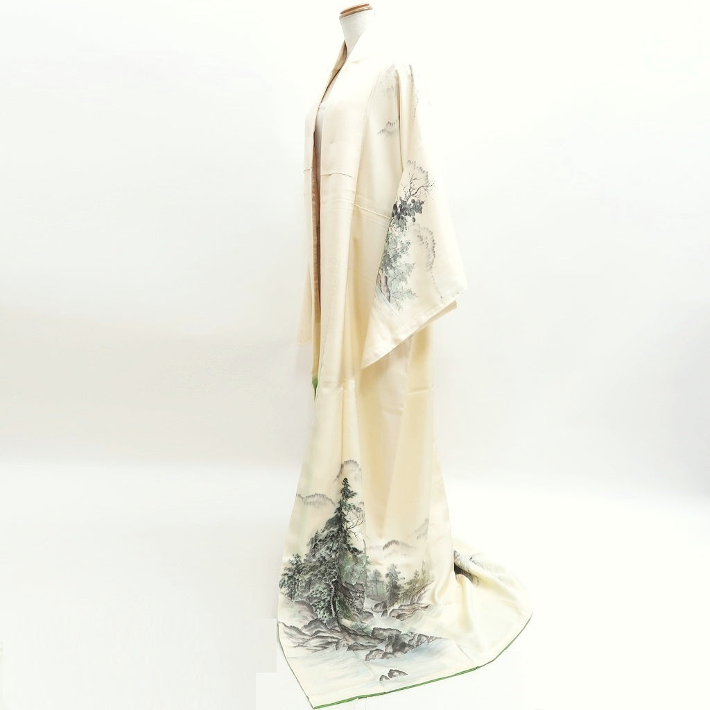 Kimono Cream white Landscape Tall Silk #9944B5