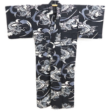 Load image into Gallery viewer, Men&#39;s Yukata Black Dragon Kansai Cotton #10358F3
