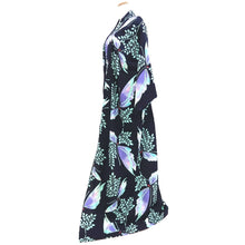 Load image into Gallery viewer, Yukata Vintage(1950-1980) Navy Peppermint Green Butterfly Cotton #10754D3
