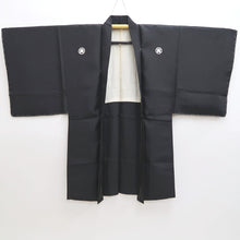 Load image into Gallery viewer, Men&#39;s Haori Vintage(1950-1980) Black Montsuki Habutae Silk #9826B1
