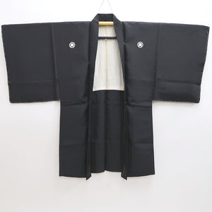 Men's Haori Vintage(1950-1980) Black Montsuki Habutae Silk #9826B1