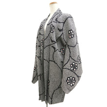 Load image into Gallery viewer, Haori Jacket Black Full Shibori Flower Silk #10699D1
