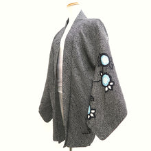 Load image into Gallery viewer, Haori Jacket Vintage(1950-1980) Black Shibori Peony Silk #10063D1
