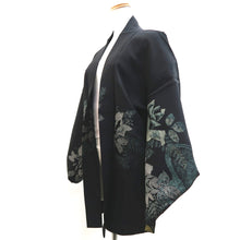 Load image into Gallery viewer, Haori Jacket Vintage(1950-1980) Black Peony Silk #10003C3
