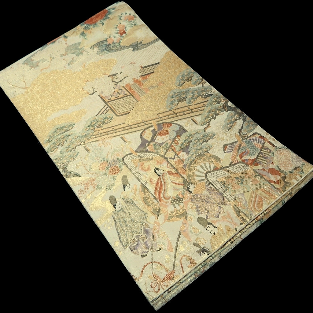 Fukuro Obi Gold Heian Period Aristocrats Silk BB269V5