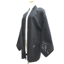 Load image into Gallery viewer, Haori Jacket Vintage(1950-1980) Black See-Through Leaves Silk #10629C3
