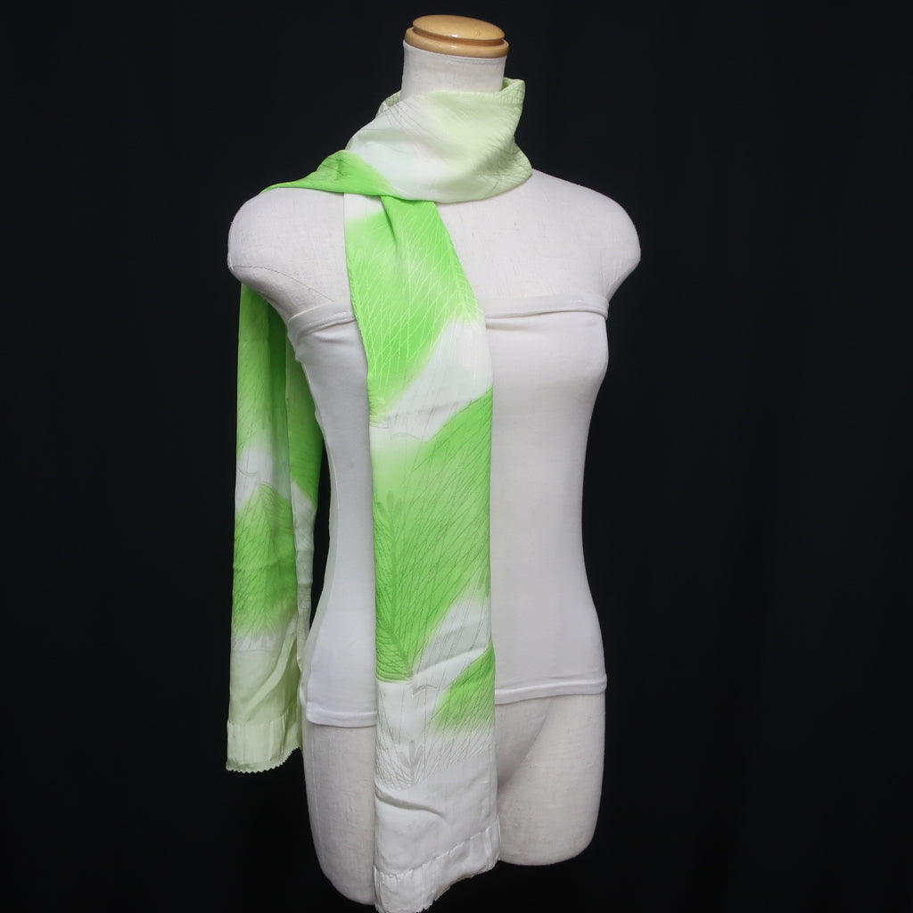 Silk Japanese Obiage Light Green 65.4x11.0in(166x28cm) A#10041