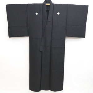 Men's Kimono Vintage(1950-1980) Black Montsuki Habutae Silk #9968C1