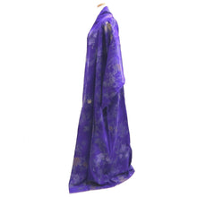 Load image into Gallery viewer, Kimono Vintage(1950-1980) Purple Silver Gold Abstract art Silk #10253E3
