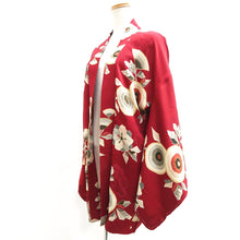 Load image into Gallery viewer, Haori Jacket Vintage(1920-1950) Red Floral pattern Silk #11020A2
