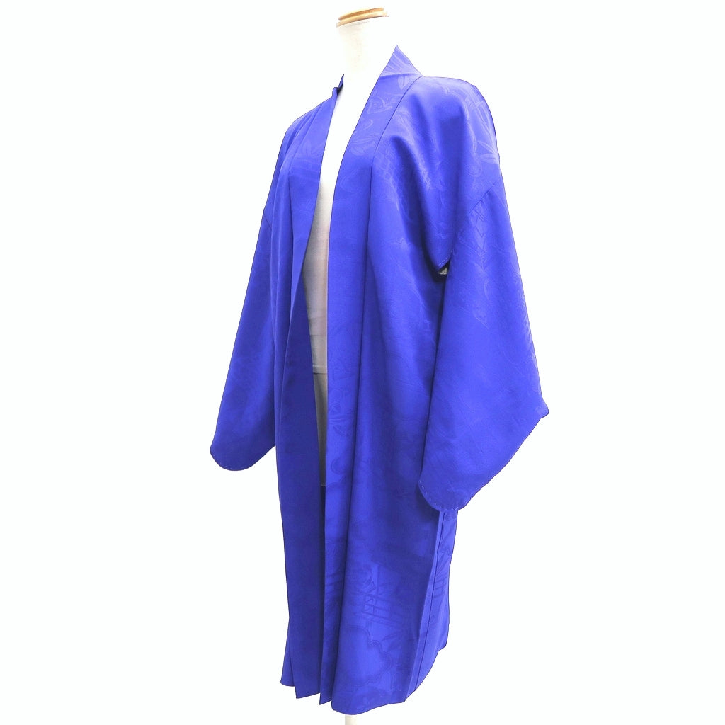 Haori Jacket Vintage(1920-1950) Blue Rinzu Long Silk #9631J1