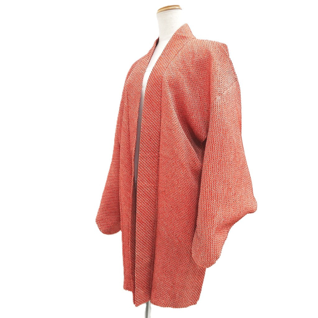 Haori Jacket Vintage(1950-1980) Vermillion Shibori Silk #10599C2