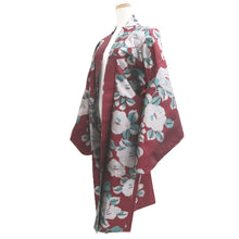 Load image into Gallery viewer, Haori Jacket Vintage(1920-1950) Wine red Meisen Peony Silk #11000F5
