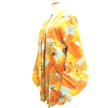 Load image into Gallery viewer, Haori Jacket Yellow brown Orange Light Blue Botanical Silk #10790D5
