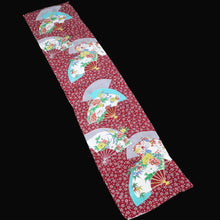 Load image into Gallery viewer, KK1451A1 Silk Kimono Fabric Vintage(1920-1950) Flower Dark Red 56.3x12.2in(143x31cm)
