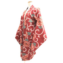 Load image into Gallery viewer, Haori Jacket Vintage(1920-1950) Red Meisen Camellia Karakusa Silk #11030A2
