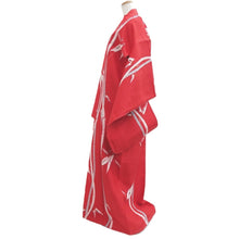 Load image into Gallery viewer, Kimono Vintage(1920-1950) Red Meisen Bamboo Silk #10765D4
