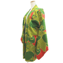 Load image into Gallery viewer, Haori Jacket Green Red Plum blossom Silk #10850E3
