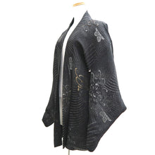 Load image into Gallery viewer, Haori Jacket Vintage(1950-1980) Black Gold Silver Chrysanthemum Silk #10930F1
