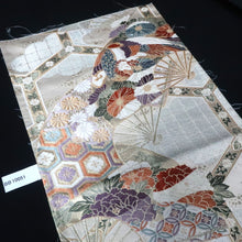 Load image into Gallery viewer, BB10051AD Silk Obi Fabric Phoenix White Gold 48.4x10.6in(123x27cm)
