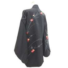 Load image into Gallery viewer, Haori Jacket Vintage(1950-1980) Black Plum blossom Branch Embroidery Silk #11070A4
