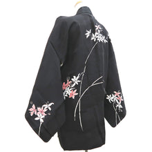 Load image into Gallery viewer, Haori Jacket Vintage(1950-1980) Black Flower Silk #9988C2
