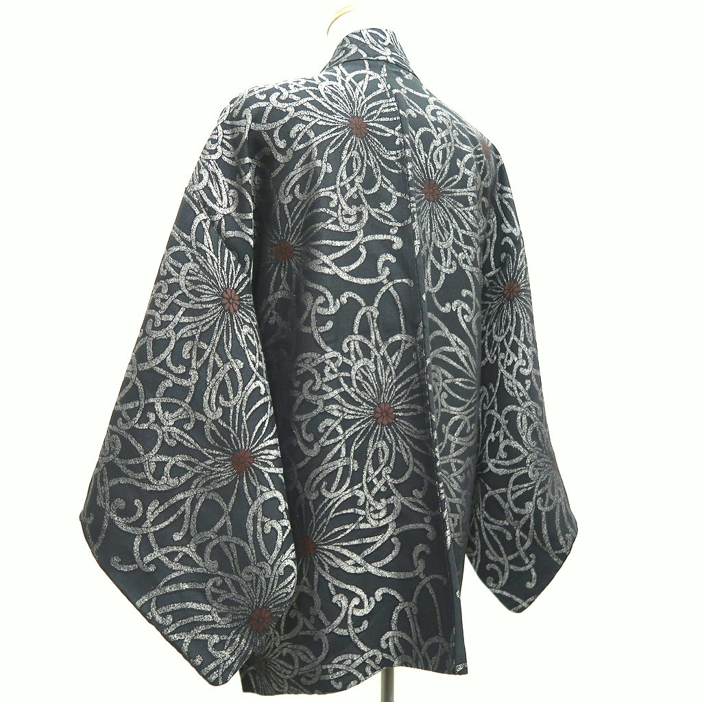 Haori Jacket Vintage(1950-1980) Black Silver Rangiku Silk #10183D5