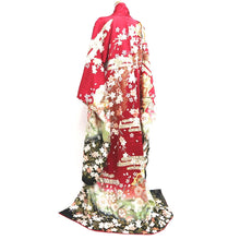 Load image into Gallery viewer, Furisode Red Gold Sakura Cherry Blossom Tall Silk #9686J4
