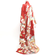 Load image into Gallery viewer, Furisode Red White Gold Noshi Peony Tall Silk #9696J4
