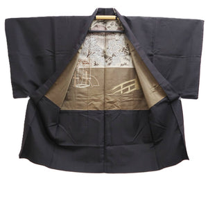 Men's Haori Vintage(1950-1980) Black Kiyomizudera Temple Silk #10409A2