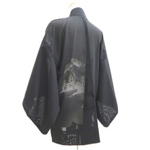 Load image into Gallery viewer, Haori Jacket Black Sheer Mountain Landscape Silk #10960F3
