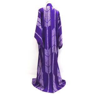 Kimono Vintage(1950-1980) Purple Shibori Yabane Silk #10263E4