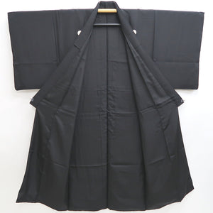 Men's Kimono Vintage(1950-1980) Black Montsuki Habutae Silk #9968C1